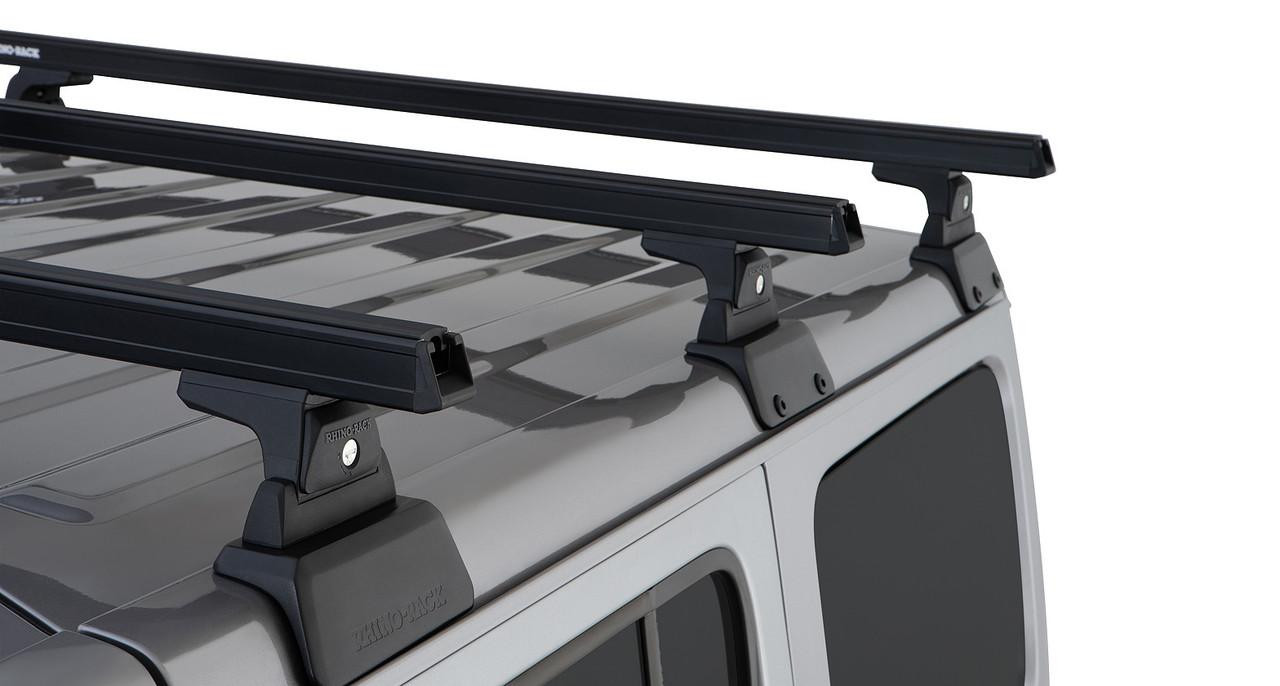 Rhino-Rack 18-21 Jeep Wrangler 4 Door SUV Heavy Duty RLT600 3 Bar Backbone Roof Rack - Black JB0885